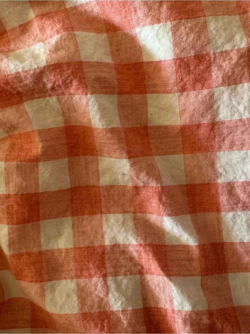 Gingham Button-Up PJ Shirt & Shorts in Peach and White